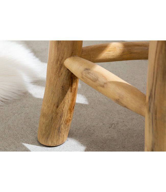 Invicta Interior Massief houten kruk BALI 45cm natuurlijk rond teakhouten bijzettafeltje krukje nachtkastje - 41925