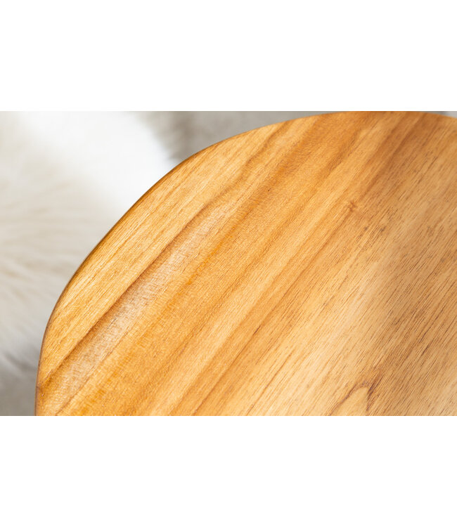 Invicta Interior Massief houten kruk BALI 45cm natuurlijk rond teakhouten bijzettafeltje krukje nachtkastje - 41925