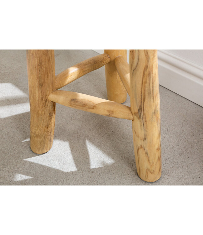 Invicta Interior Massief houten kruk BALI 45cm natuurlijk rond teakhouten bijzettafeltje krukje nachtkastje - 41925