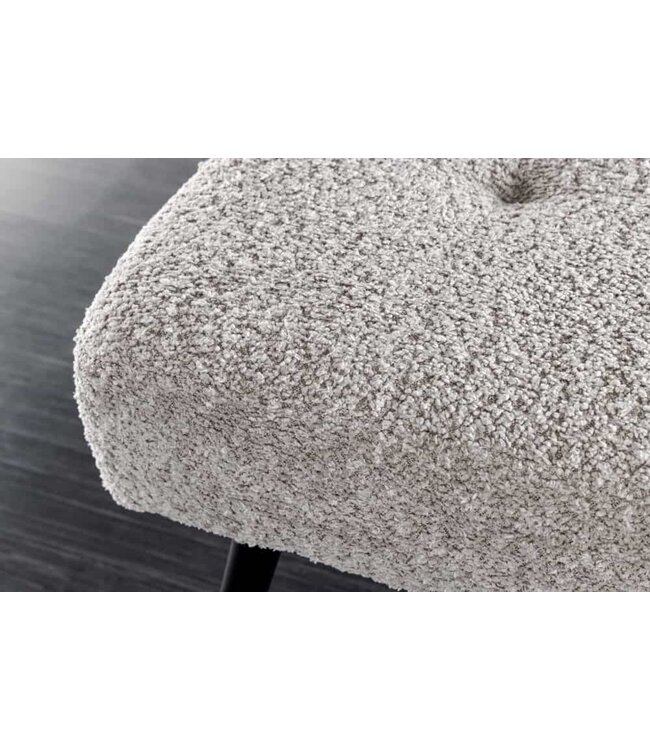 Invicta Interior Design bank BOUTIQUE 100cm champagne grijs Boucle zwart metalen poten gestoffeerde bank - 44246