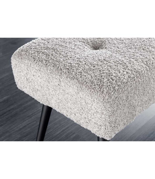 Invicta Interior Design bank BOUTIQUE 100cm champagne grijs Boucle zwart metalen poten gestoffeerde bank - 44246
