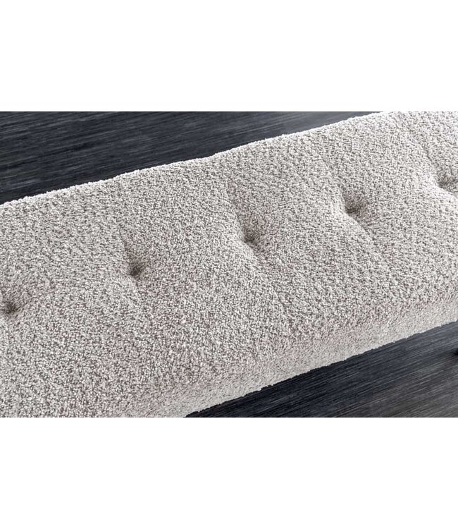 Invicta Interior Design bank BOUTIQUE 100cm champagne grijs Boucle zwart metalen poten gestoffeerde bank - 44246