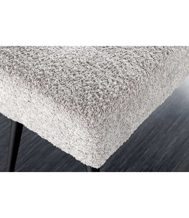Invicta Interior Design bank BOUTIQUE 100cm champagne grijs Boucle zwart metalen poten gestoffeerde bank - 44246
