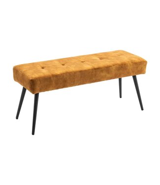 Invicta Interior Design bank BOUTIQUE 100cm mosterdgeel fluweel zwart metalen poten - 44424
