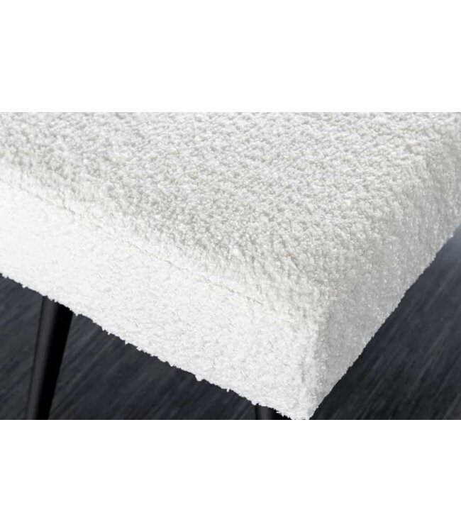 Invicta Interior Design bank BOUTIQUE 100cm wit Boucle zwart metalen poten gestoffeerde bank - 44245