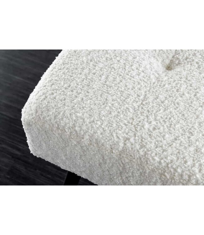 Invicta Interior Design bank BOUTIQUE 100cm wit Boucle zwart metalen poten gestoffeerde bank - 44245