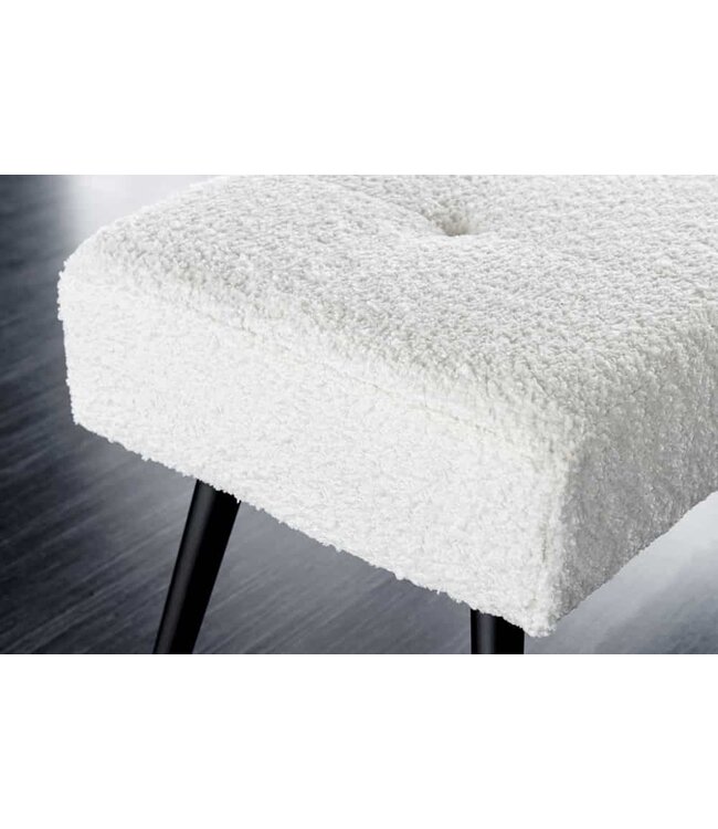 Invicta Interior Design bank BOUTIQUE 100cm wit Boucle zwart metalen poten gestoffeerde bank - 44245