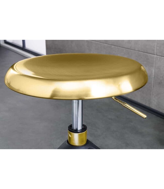 Invicta Interior In hoogte verstelbare barkruk INDUSTRIAL goud zwart metaal rond draaibaar industrieel design - 43654