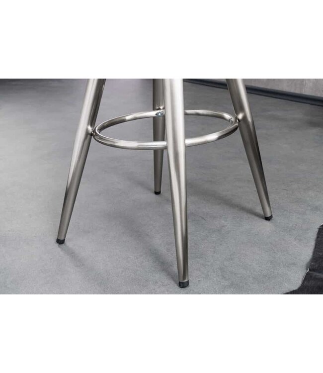 Invicta Interior In hoogte verstelbare barkruk INDUSTRIAL geborsteld chroom zilver zwart metaal rond draaibaar - 43655