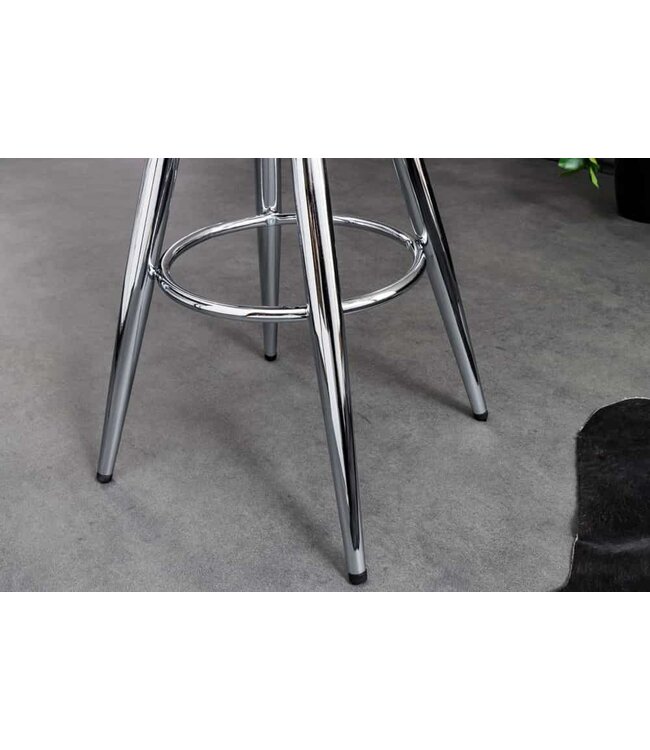 Invicta Interior In hoogte verstelbare barkruk INDUSTRIAL chroom zilver zwart metaal rond draaibaar - 43656