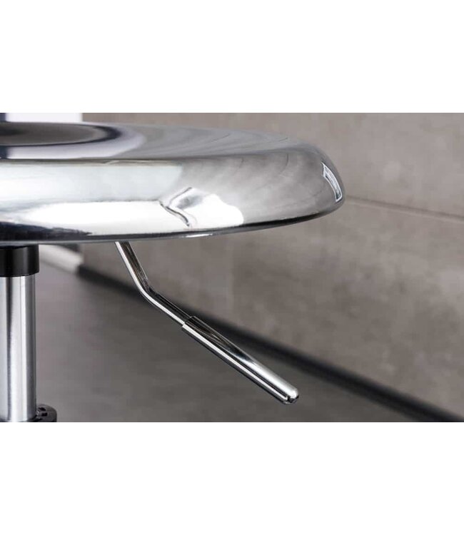 Invicta Interior In hoogte verstelbare barkruk INDUSTRIAL chroom zilver zwart metaal rond draaibaar - 43656
