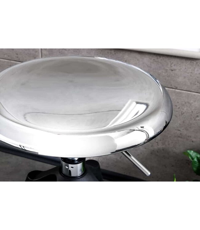 Invicta Interior In hoogte verstelbare barkruk INDUSTRIAL chroom zilver zwart metaal rond draaibaar - 43656