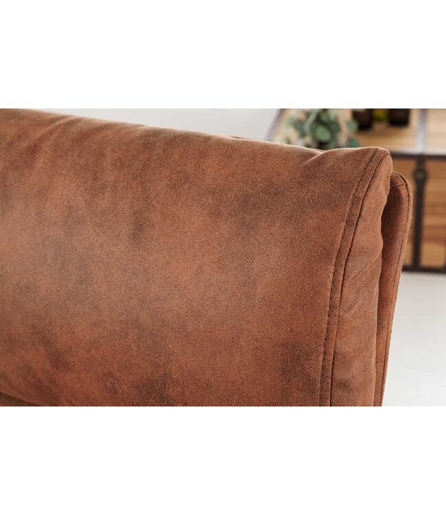 Invicta Interior In hoogte verstelbare barkruk COMFORT antiek bruin microvezel draaibaar met rugleuning metaal zwart - 43651