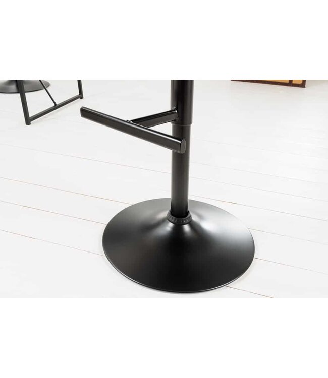 Invicta Interior In hoogte verstelbare barkruk COMFORT antiek bruin microvezel draaibaar met rugleuning metaal zwart - 43651