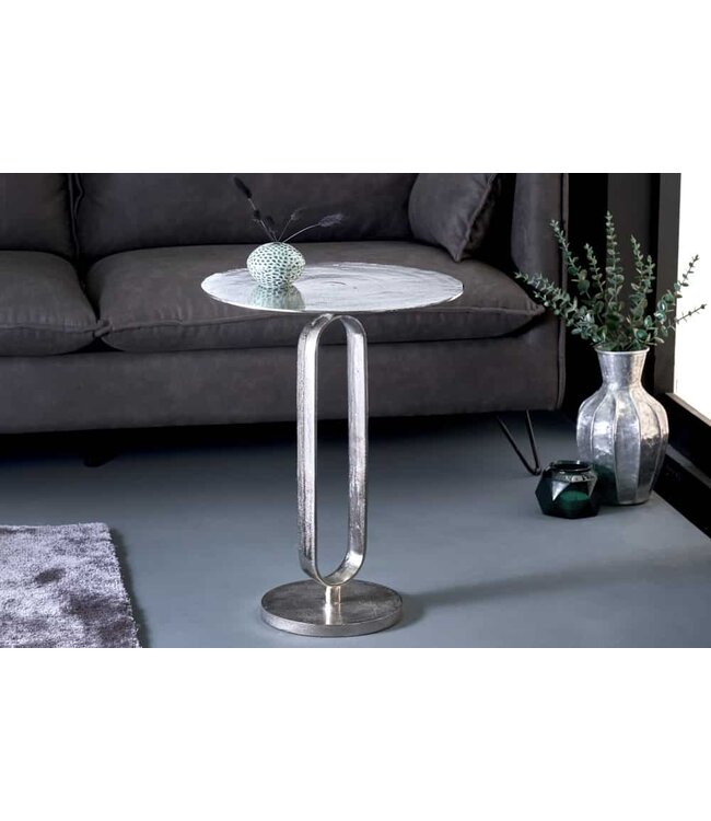 Invicta Interior Ronde bijzettafel ELEGANCE 60cm zilver metaal aluminium handgemaakt - 43614