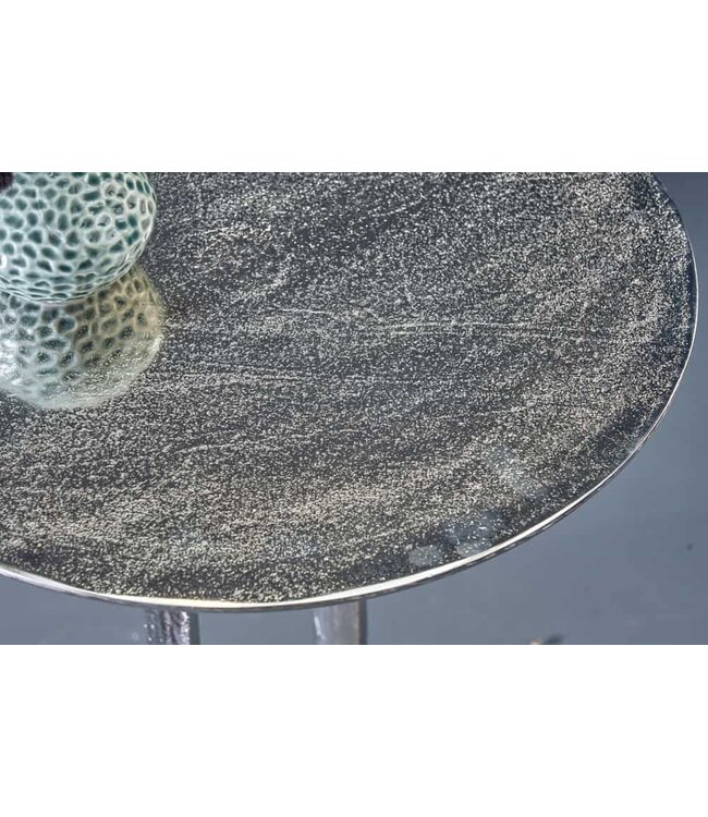 Invicta Interior Ronde bijzettafel ELEGANCE 60cm zilver metaal aluminium handgemaakt - 43614