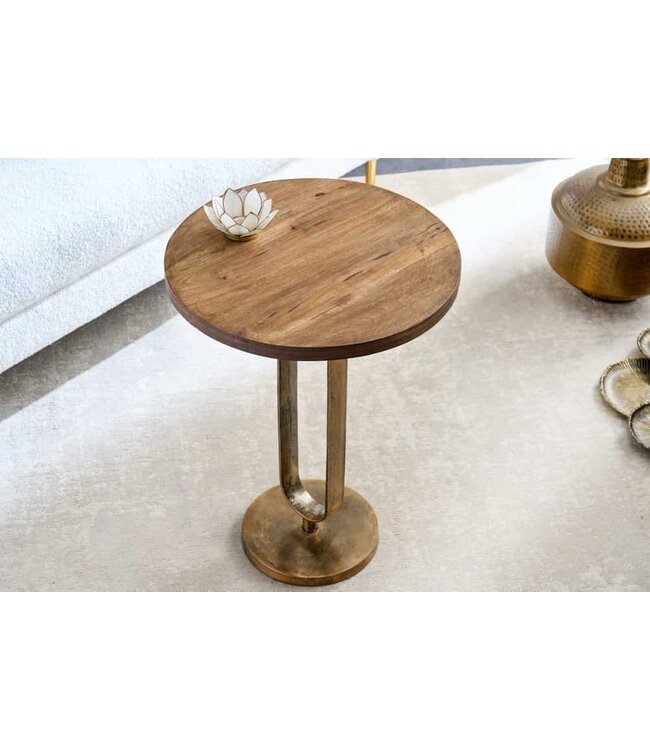 Invicta Interior Ronde Bijzettafel ELEGANCE 60cm Messing Mango Hout Metaal Massief Aluminium Handgemaakt - 43611