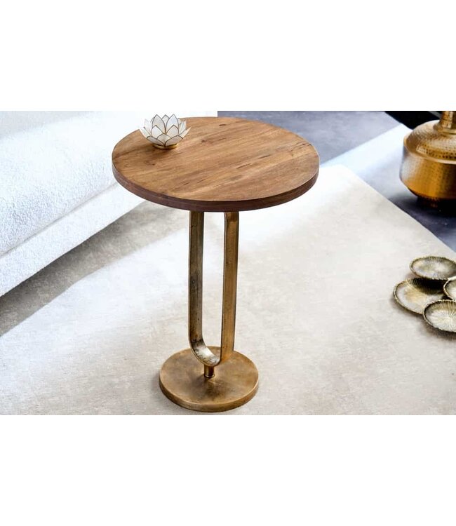 Invicta Interior Ronde Bijzettafel ELEGANCE 60cm Messing Mango Hout Metaal Massief Aluminium Handgemaakt - 43611