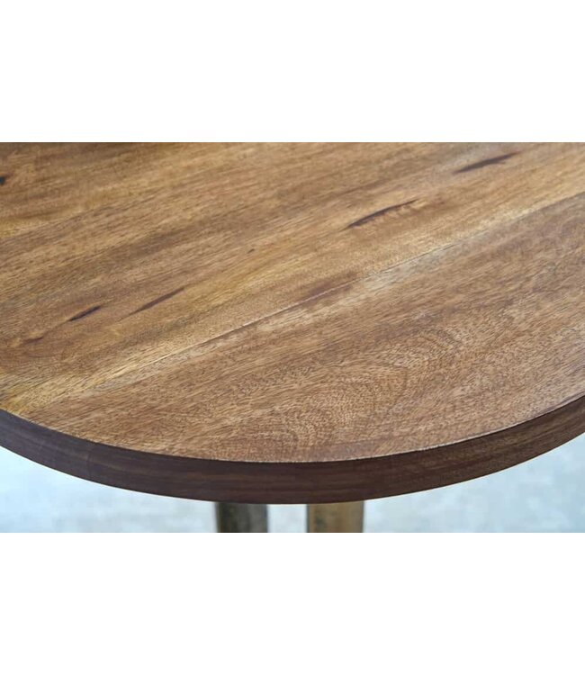 Invicta Interior Ronde Bijzettafel ELEGANCE 60cm Messing Mango Hout Metaal Massief Aluminium Handgemaakt - 43611