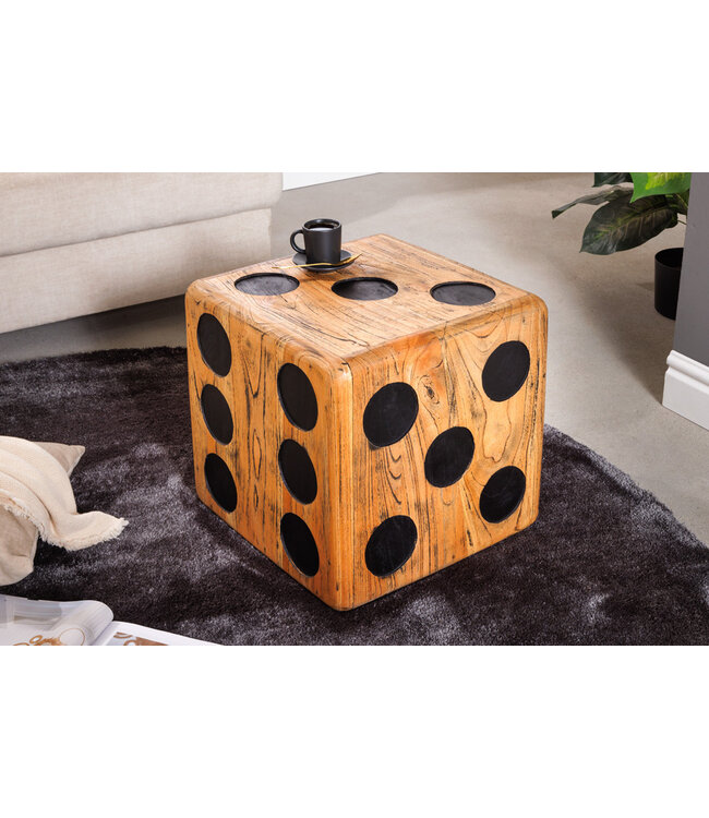 Invicta Interior Massieve kubuskruk CUBE 41cm naturel Mindi houten bijzettafel stapelbaar - 41811