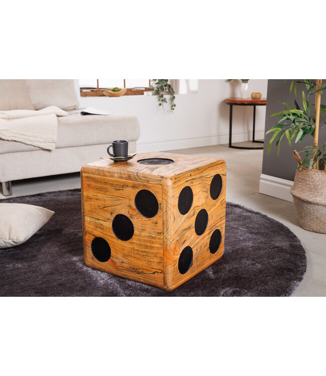Invicta Interior Massieve kubuskruk CUBE 41cm naturel Mindiholz bijzettafel stapelbaar - 41811