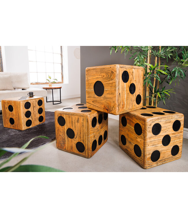 Invicta Interior Massieve kubuskruk CUBE 41cm naturel Mindiholz bijzettafel stapelbaar - 41811