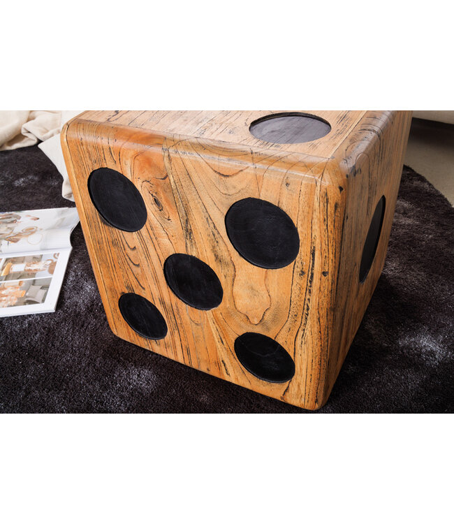 Invicta Interior Massieve kubuskruk CUBE 41cm naturel Mindiholz bijzettafel stapelbaar - 41811