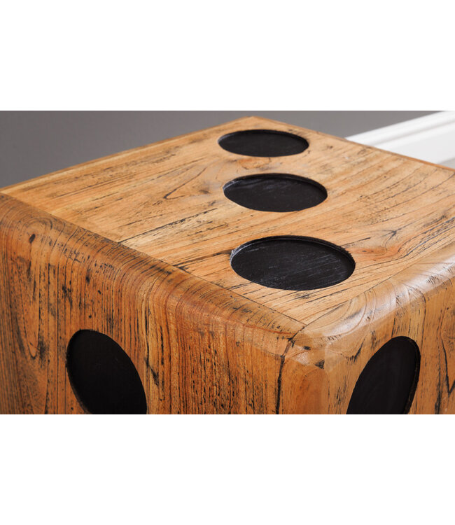 Invicta Interior Massieve kubuskruk CUBE 41cm naturel Mindiholz bijzettafel stapelbaar - 41811