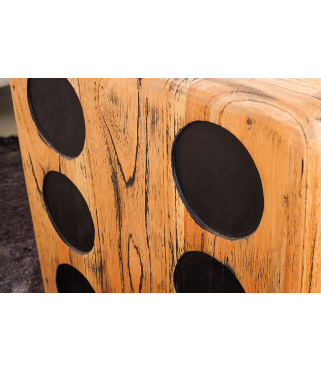 Invicta Interior Massieve kubuskruk CUBE 41cm naturel Mindiholz bijzettafel stapelbaar - 41811