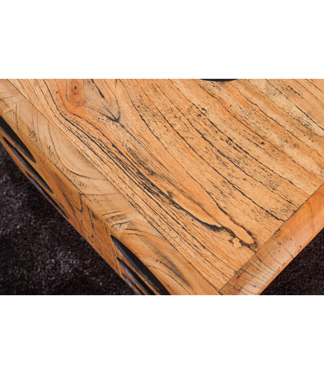 Invicta Interior Massieve kubuskruk CUBE 41cm naturel Mindiholz bijzettafel stapelbaar - 41811