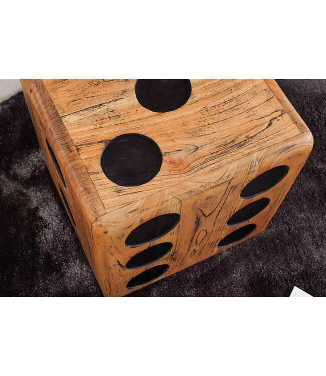 Invicta Interior Massieve kubuskruk CUBE 41cm naturel Mindiholz bijzettafel stapelbaar - 41811