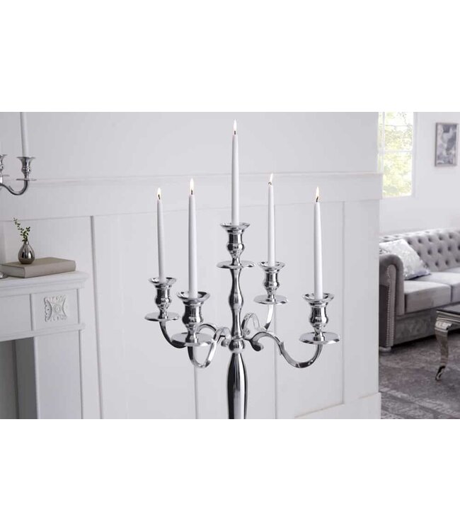 Invicta Interior Kandelaar MODERN BAROK 120 cm zilveren 5-armige kroonluchter aluminium gepolijste kandelaar - 17365