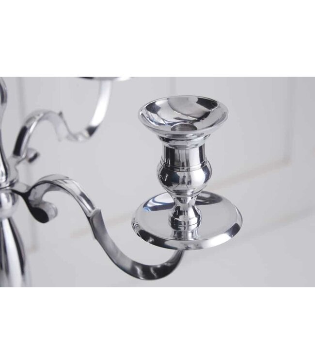 Invicta Interior Kandelaar MODERN BAROK 120 cm zilveren 5-armige kroonluchter aluminium gepolijste kandelaar - 17365