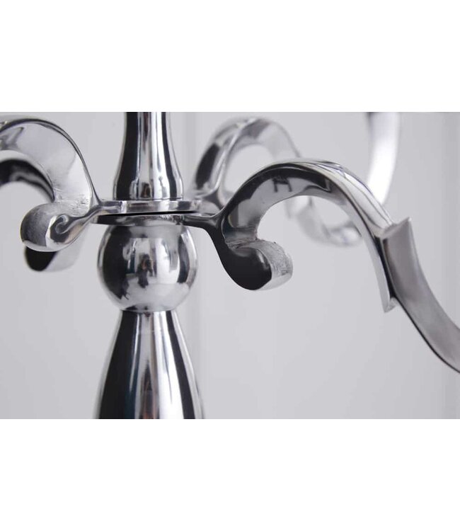 Invicta Interior Kandelaar MODERN BAROK 120 cm zilveren 5-armige kroonluchter aluminium gepolijste kandelaar - 17365