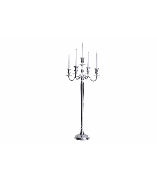 Invicta Interior Kandelaar MODERN BAROK 120 cm zilveren 5-armige kroonluchter aluminium gepolijste kandelaar - 17365