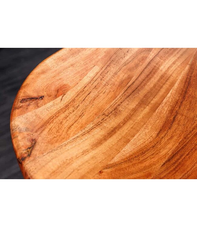 Invicta Interior Massief houten barkruk MAMMUT naturel acacia zwart metalen frame met voetsteun - 43671