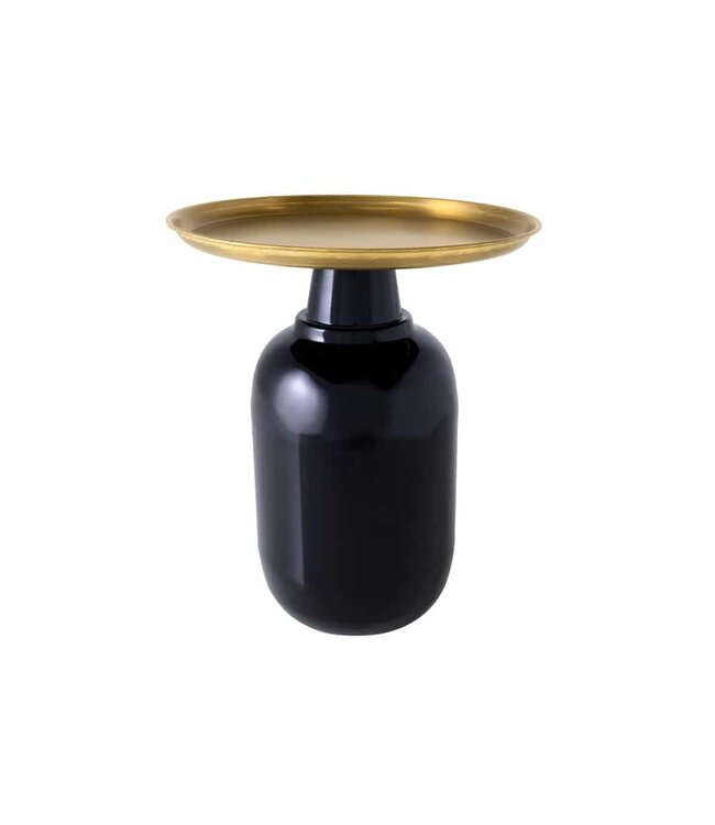 Invicta Interior Ronde bijzettafel ELEGANCIA 50cm goud antiek zwart metaal ijzer handgemaakt - 43497