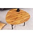 Invicta Interior Massief houten salontafel BEAUTY BY NATURE 60cm Sheesham steenafwerking niertafel driehoekig metaal - 43747