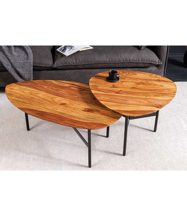 Invicta Interior Massief houten salontafel BEAUTY BY NATURE 60cm bruin Sheesham stone afwerking driehoekig - 43747