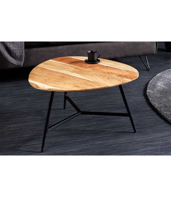 Invicta Interior Massief houten salontafel BEAUTY BY NATURE 60cm acacia driehoekig metaal zwart - 43740