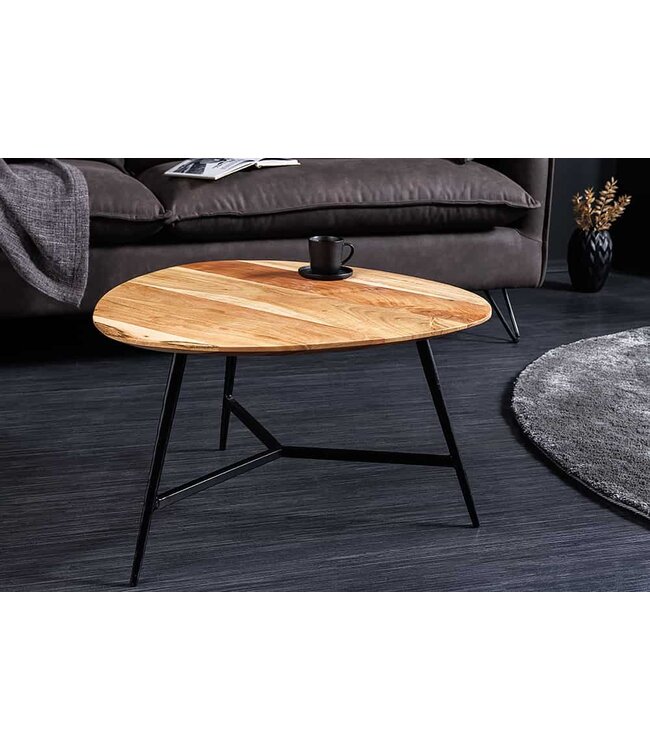 Invicta Interior Massief houten salontafel BEAUTY BY NATURE 60 cm Acacia driehoekig metaal zwart - 43740