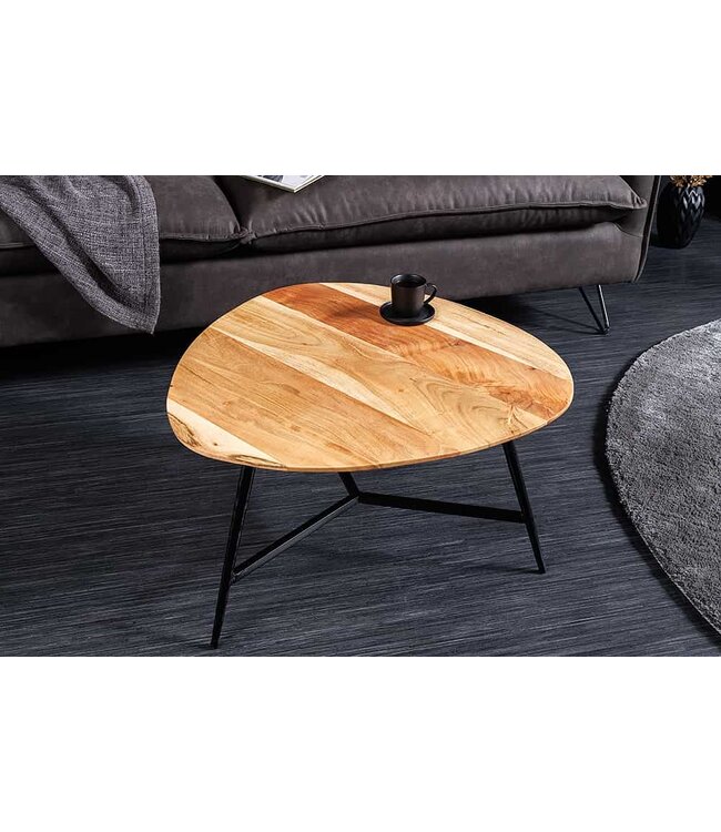 Invicta Interior Massief houten salontafel BEAUTY BY NATURE 60 cm Acacia driehoekig metaal zwart - 43740