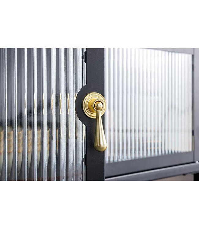 Invicta Interior Moderne TV Lowboard AMSTERDAM 90cm Zwart Goud Dammen Glas Metalen Vitrinekast - 43536