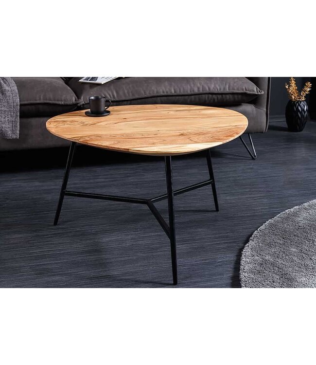 Invicta Interior Massief houten salontafel BEAUTY BY NATURE 70cm acacia niertafel driehoekig metaal zwart - 43741