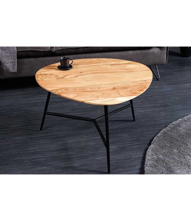 Invicta Interior Massief houten salontafel BEAUTY BY NATURE 70 cm Acacia niertafel driehoekig metaal zwart - 43741