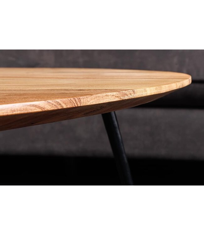 Invicta Interior Massief houten salontafel BEAUTY BY NATURE 70 cm Acacia niertafel driehoekig metaal zwart - 43741