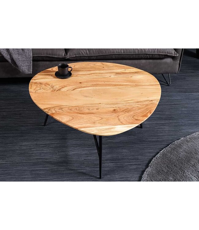 Invicta Interior Massief houten salontafel BEAUTY BY NATURE 70 cm Acacia niertafel driehoekig metaal zwart - 43741