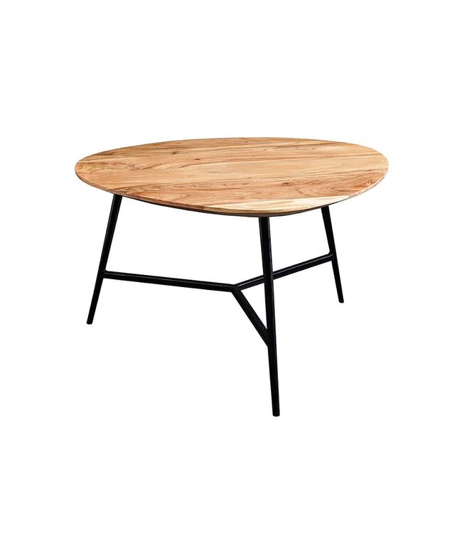 Invicta Interior Massief houten salontafel BEAUTY BY NATURE 70 cm Acacia niertafel driehoekig metaal zwart - 43741