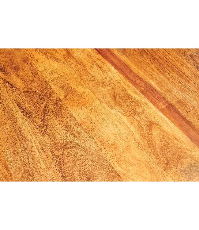 Invicta Interior Massief houten salontafel GIANT 60 cm bruin sheesham stone afwerking metaal zwarte plank - 43750