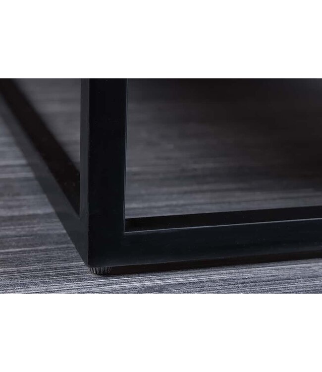 Invicta Interior Massief houten salontafel GIANT 60 cm bruin sheesham stone afwerking metaal zwarte plank - 43750